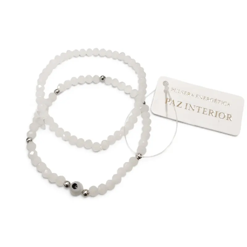 Set Pulseras Elasticas Blancas con Ojo Turco