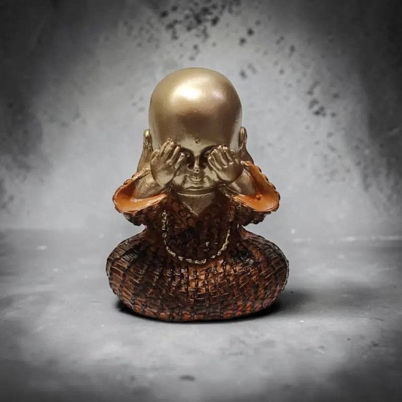 Buda Dorado "No ver el mal. " 7cm