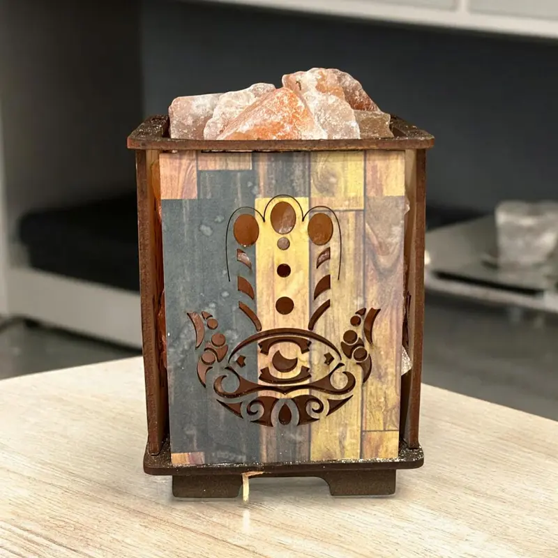 Lampara de Sal Madera Mano de Fatima Colores Surtidos