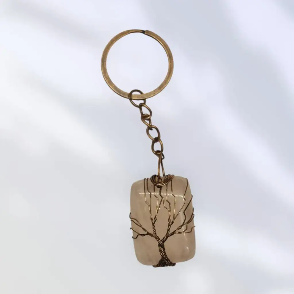 Llavero Arbol de la Vida Cuarzo Rosa
