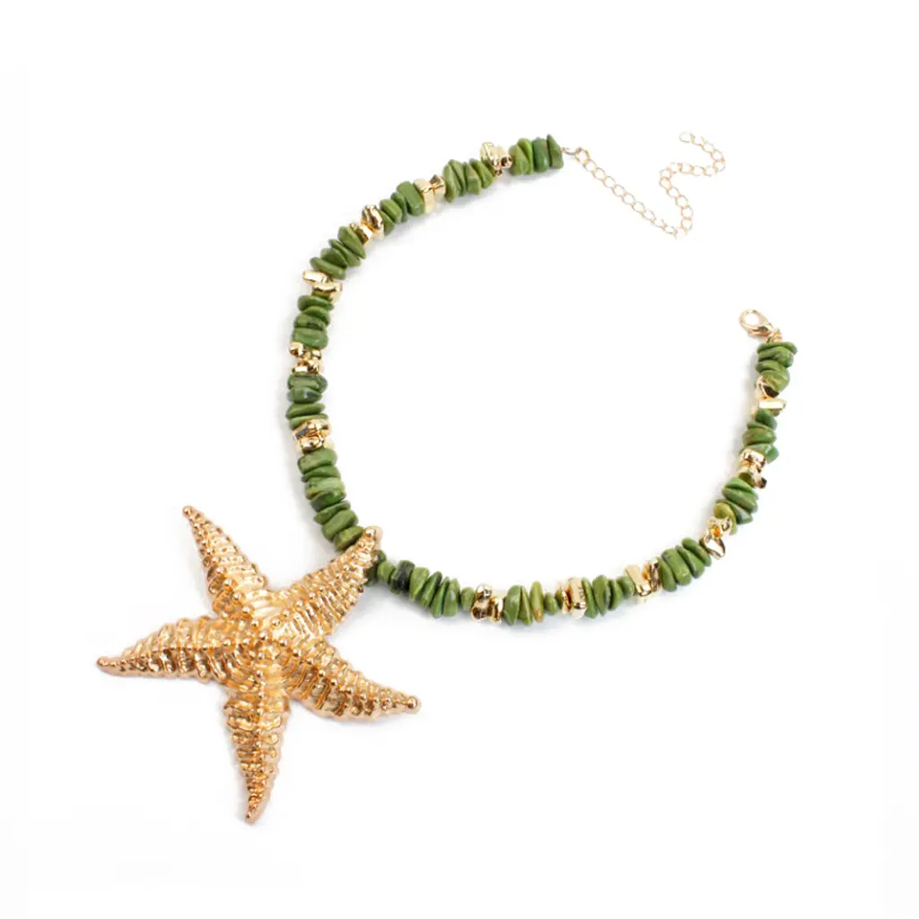 Collar Escallas Verde Estrella de Mar Dorada