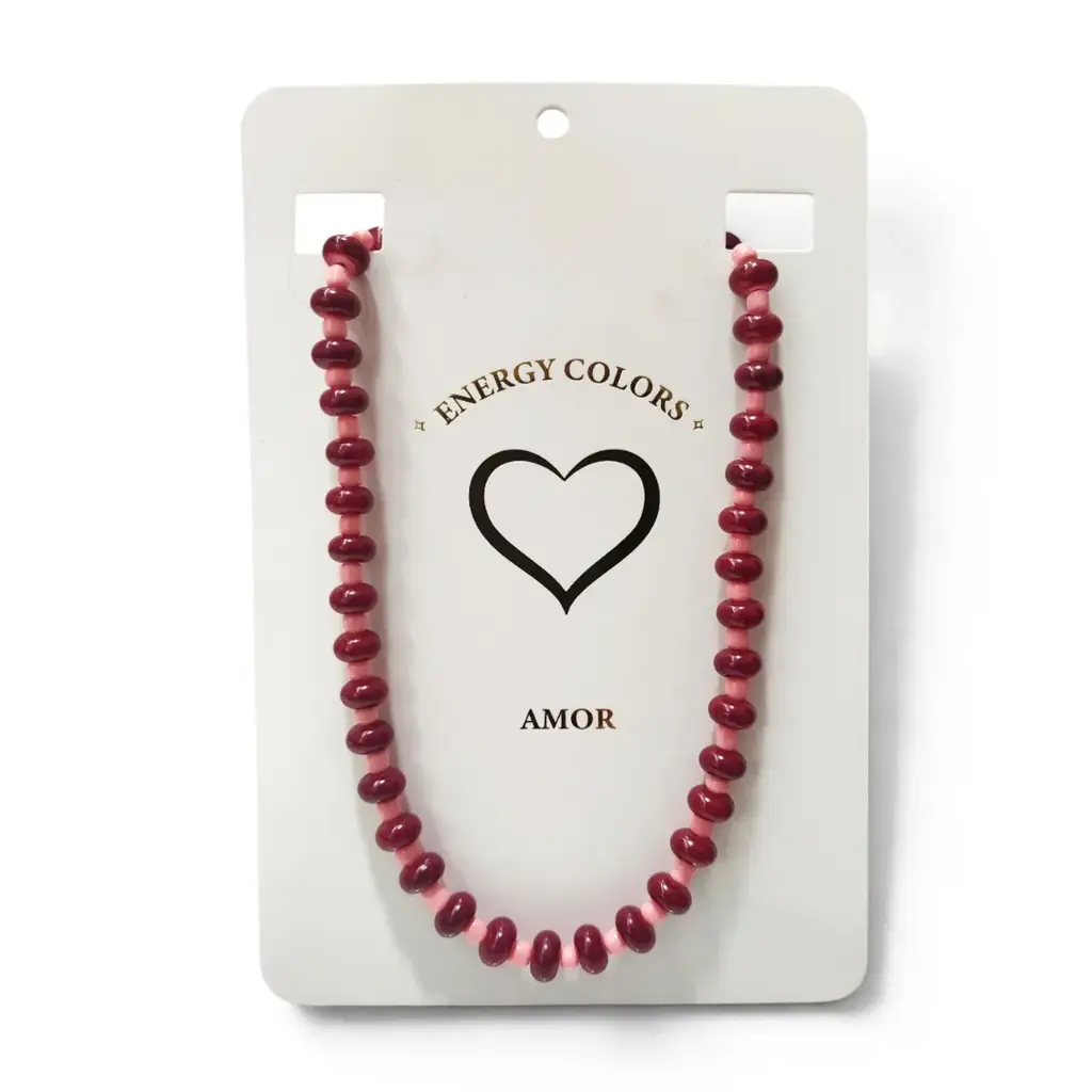 Collar Acrilico Amor Rosa y Bordo