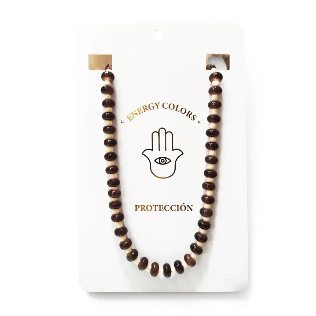 Collar Acrilico Proteccion Cacao y Blanco