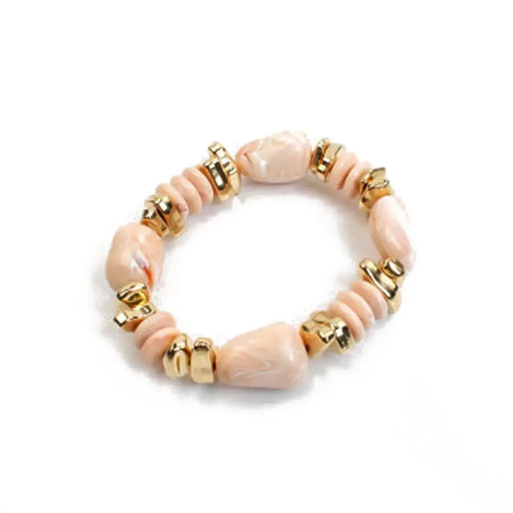 Pulsera Elastica Acrilico Rosa con Dorado