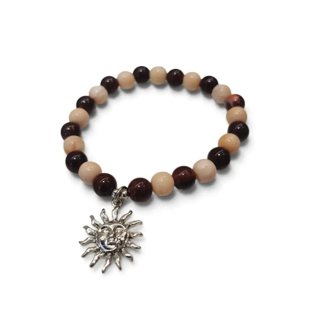 Pulsera Elastica Dije Sol Tonos Tierra