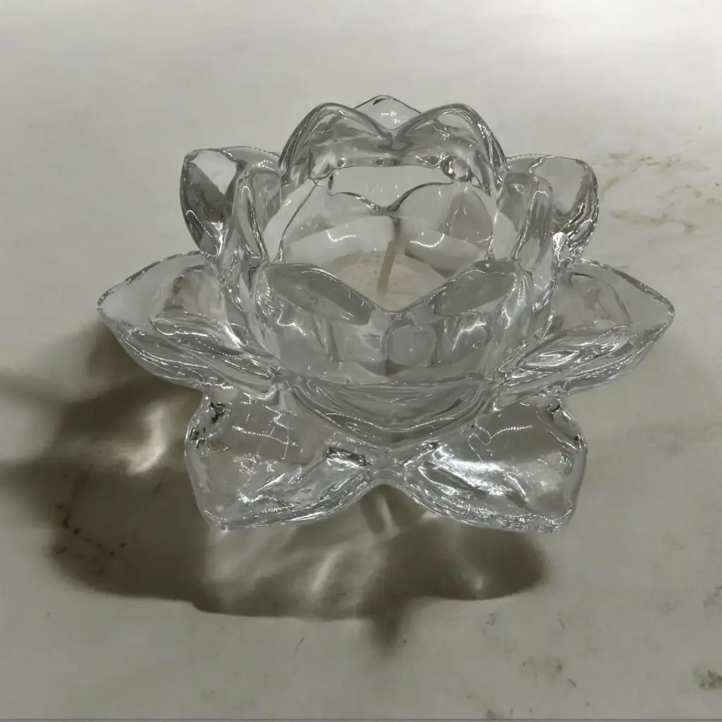 Porta Vela Cristal Loto 12 x 5cm