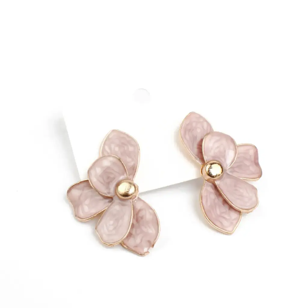 Aros Esmaltado Flower Rosa