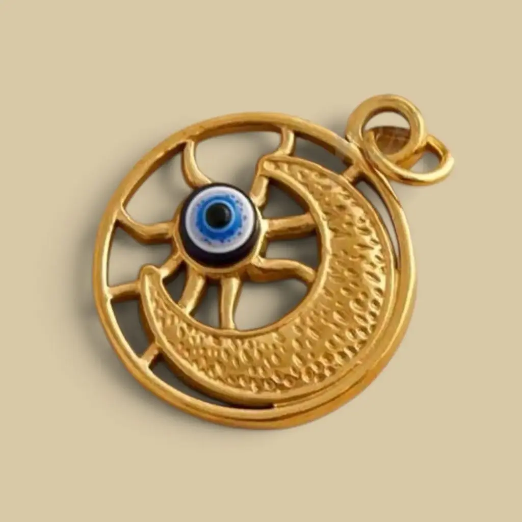 Dije Luna Dorado con Ojo Turco N°19