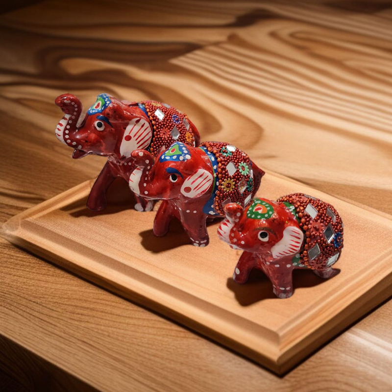 Elefante Resina Rojo con Manto