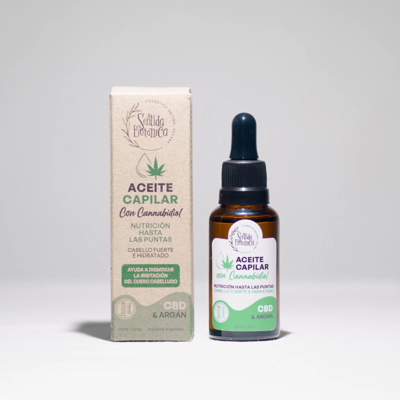 Aceite Capilar con Cannabidiol, CBD & Argan, x30ml, Sentida Botanica