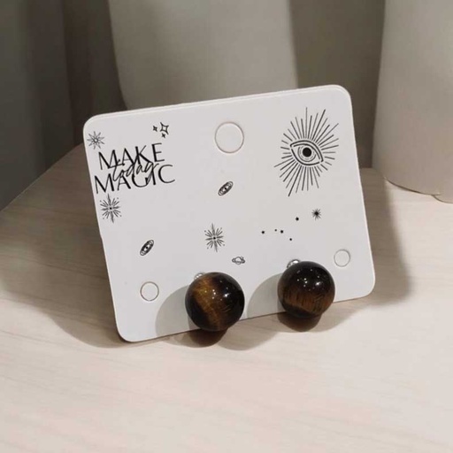 Aros Gema Ojo de Tigre Esfera 10mm