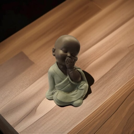 Buda Bebe Negro Mini 5.5cm Modelo Manto Verde N°1