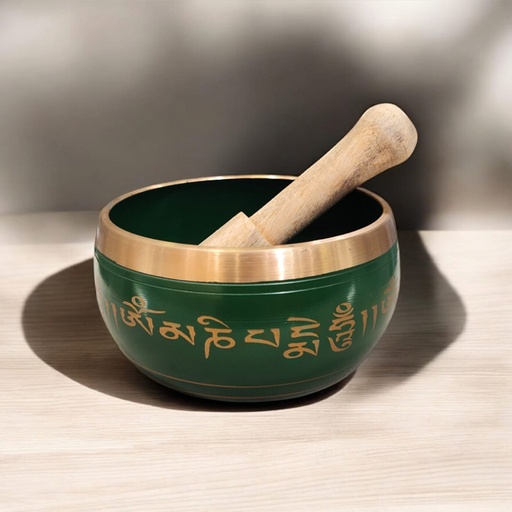 Cuenco Tibetano 11cm Verde Mantras