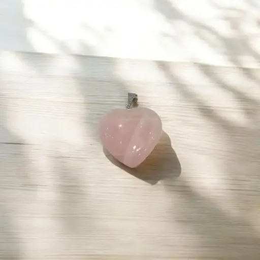 Dije Gema Cuarzo Rosa Chico Corazon