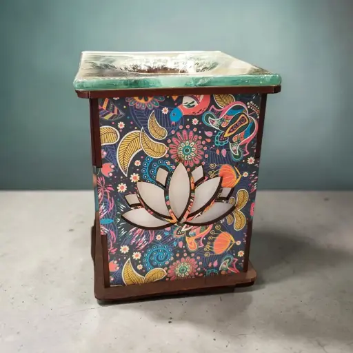 Hornito Eléctrico con Luz Colores Varios Flor de Loto 14cm