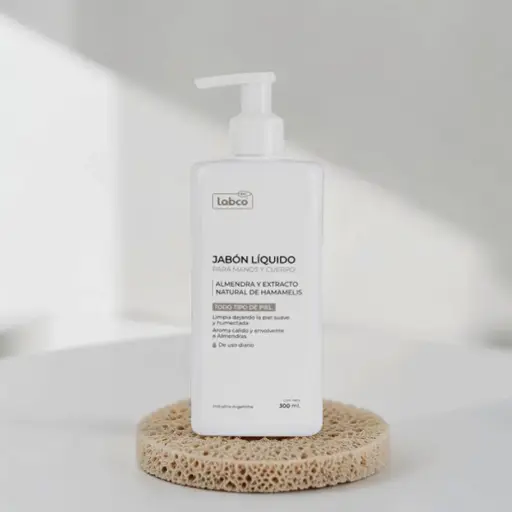 Jabón Líquido Manos y Cuerpo Almendra y Extracto Natural de Hamamelis 300ml, Labco