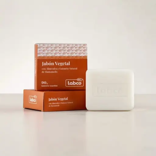 Jabón Vegetal con Almendra y Extracto Natural de Hamamelis 90g, Labco