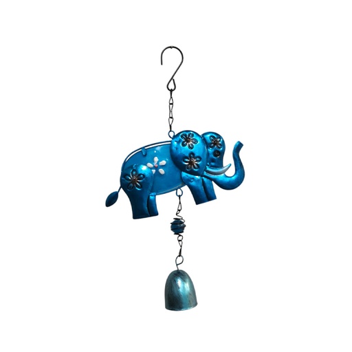 Movil Metal Colgante Elefante Azul con Campana 30cm