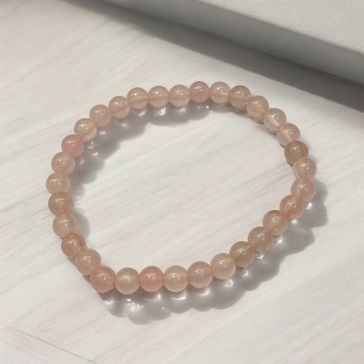 Pulsera Gema Cuarzo Rosa Elástica Esferas 6mm