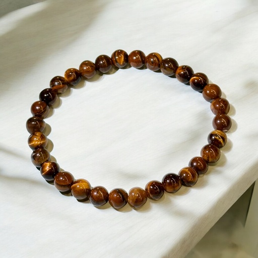 Pulsera Gema Elastica Ojo de Tigre 6mm