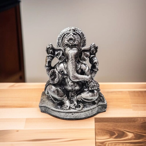Ganesha Resina en Base Plateado 11cm