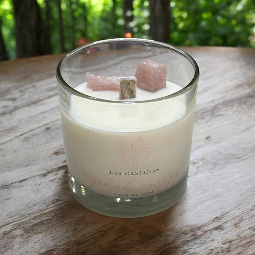Vela de Soja Aromatica Citrus, Crystal Energy Cuarzo Rosa con Bolsita, Las Casianas