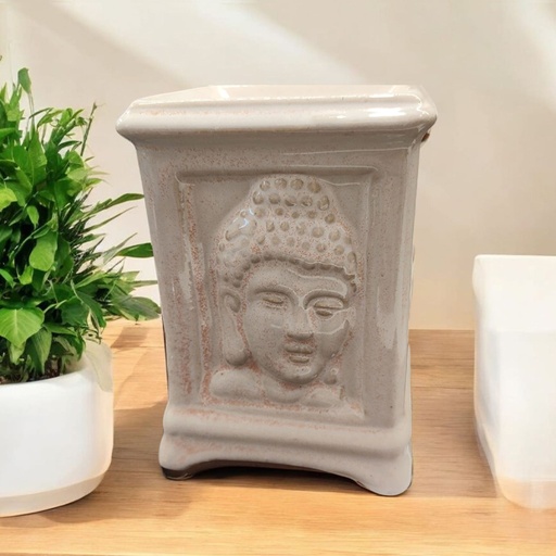[7799032006632] Hornito Cuadrado Cara Buda 10cm Blanco