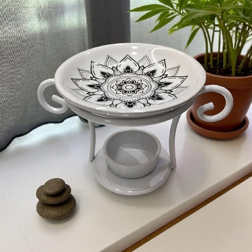 Hornito Blanco con Mandala 13cm