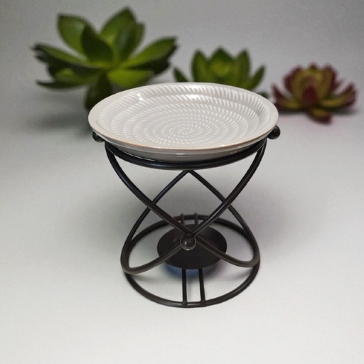 Hornito Ceramica Plato sobre Metal Gris