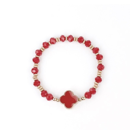 [93955] Pulsera Elastica Roja y Dorada con Trebol