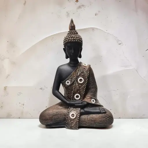 Buda Negro Meditando Mudra N°1 20cm