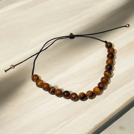 Pulsera Gema Ojo de Tigre 8mm Regulable