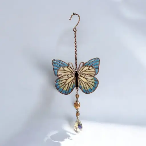 Movil Metal Mariposa Celeste 32cm
