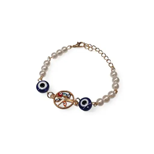 Pulsera Trendy Perlas con Ojos Turcos 