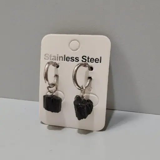 Aros Gemas Turmalina Negra Bruto Argoya