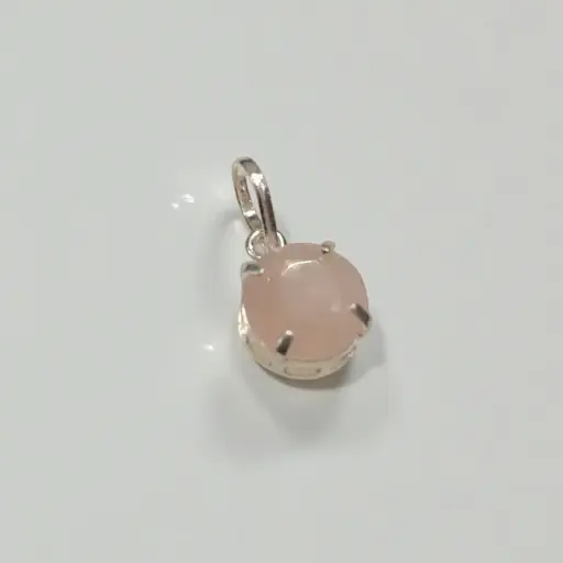 Dije Gema Cuarzo Rosa Facetado Baño de Plata