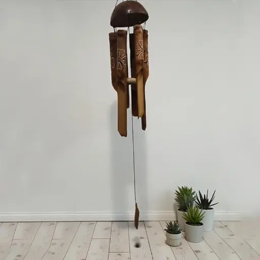 Llamador de Angeles de Bambu y Coco Pintado 105cm