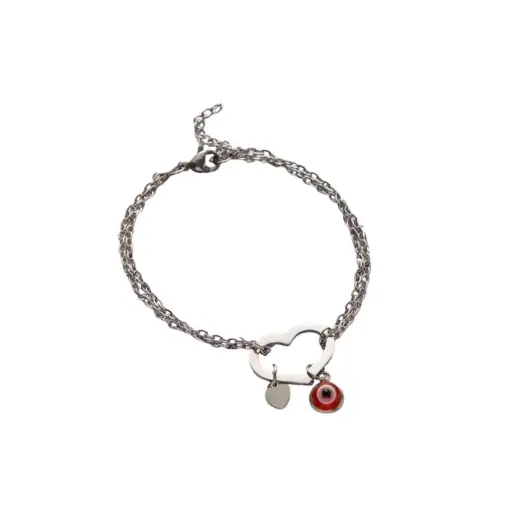 Pulsera Trendy Corazon con Ojo Turco Rojo