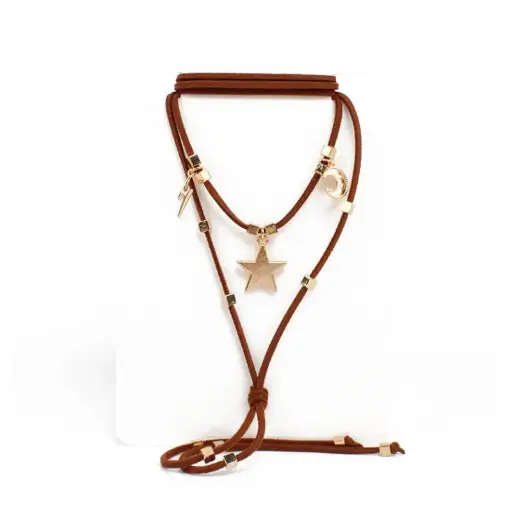 [107340] Collar de Gamuza Sky Gold Cacao Light