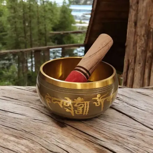 Cuenco Tibetano 11cm Dorado Mantras