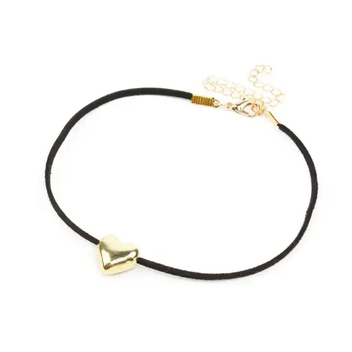 Choker de Gamuza Gold Heart