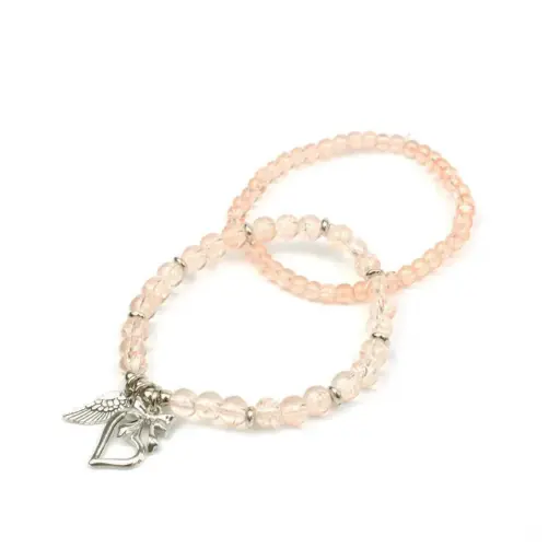 [107034] Set Pulseras Elasticas Lovers Charms Durazno