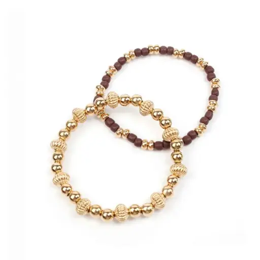 Set Pulseras Elasticas Golden Beads