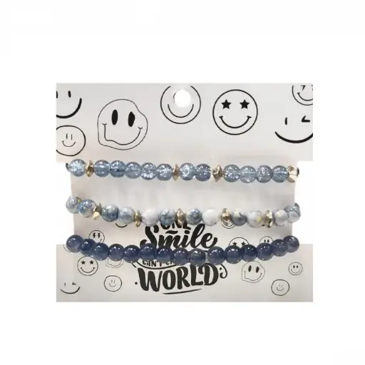 Set Tres Pulseras Azules con Dorado