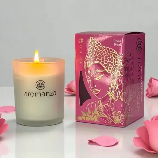 Vela Aromatica Premium Rosa Real, Aromanza