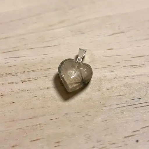  Dije Gema Cuarzo Ahumado Corazon