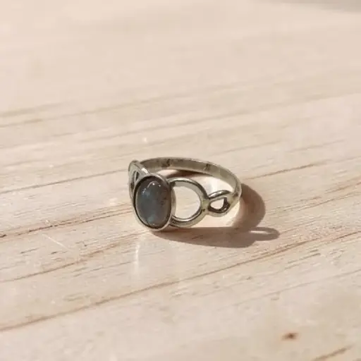 Anillo Gema Labradorita Alpaca