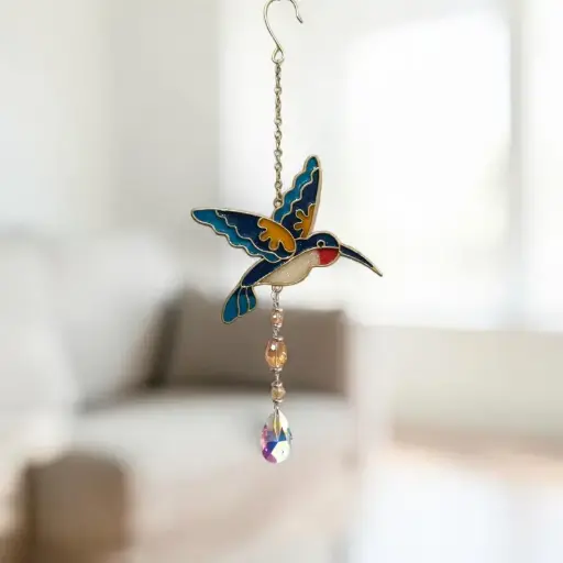 Movil Metal Colgante Colibri con Atrapasol 35cm Colores Surtidos