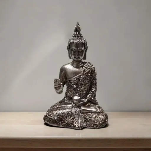 [19201A] Buda Plateado con Brillos 9cm Modelo N°1