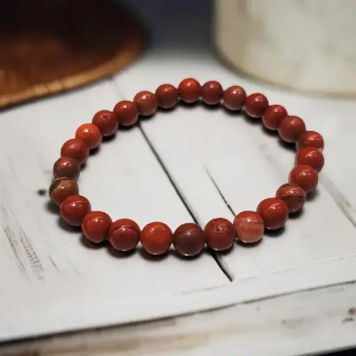 Pulsera Gema Elastica Jaspe Rojo 